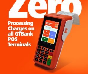 An infographic displaying GTBank POS terminal and an announcement for Zero Processing charges on all GTBank POS terminals.