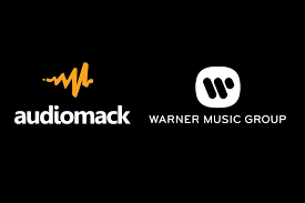 Logos of Audiomack and Warner Music