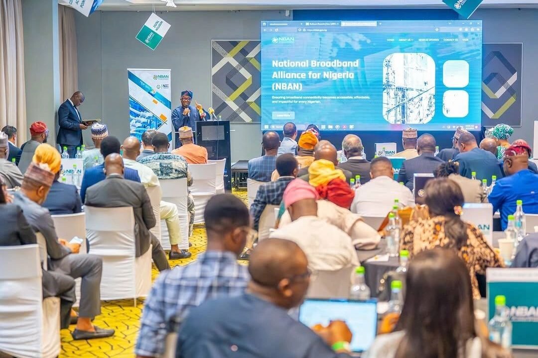 A picture of people gathered for the launch of NBAN in a hall