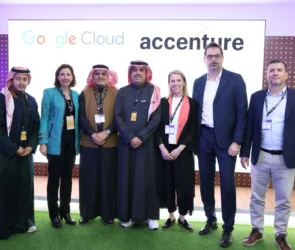 From left to right: Bader Almadi, general manager of Google Cloud in Saudi Arabia, Alison Wagonfeld, Google Cloud CMO, Dr. Majid Altuwaijri, Accenture’s KSA chair and country managing director, Abdul Rahman Al Thehaiban - Google Cloud Middle East, Turkey, Africa Managing Director, Marta Lajmi, Accenture Google Business Group Lead in Middle East, Giampiero Terzi, Accenture Technology Platforms and Cloud Middle East Lead, Ibrahim Cinar, Google Cloud Channels lead for Middle East, Turkey, Africa.