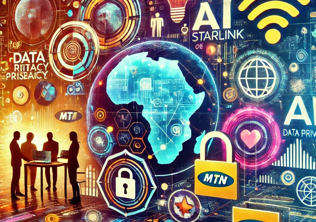 Vibrant tech collage featuring smartphones, cloud computing, AI graphics, digital currencies, and futuristic data visuals, representing the latest technology trends and innovations.