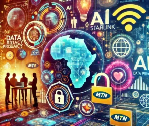 Vibrant tech collage featuring smartphones, cloud computing, AI graphics, digital currencies, and futuristic data visuals, representing the latest technology trends and innovations.