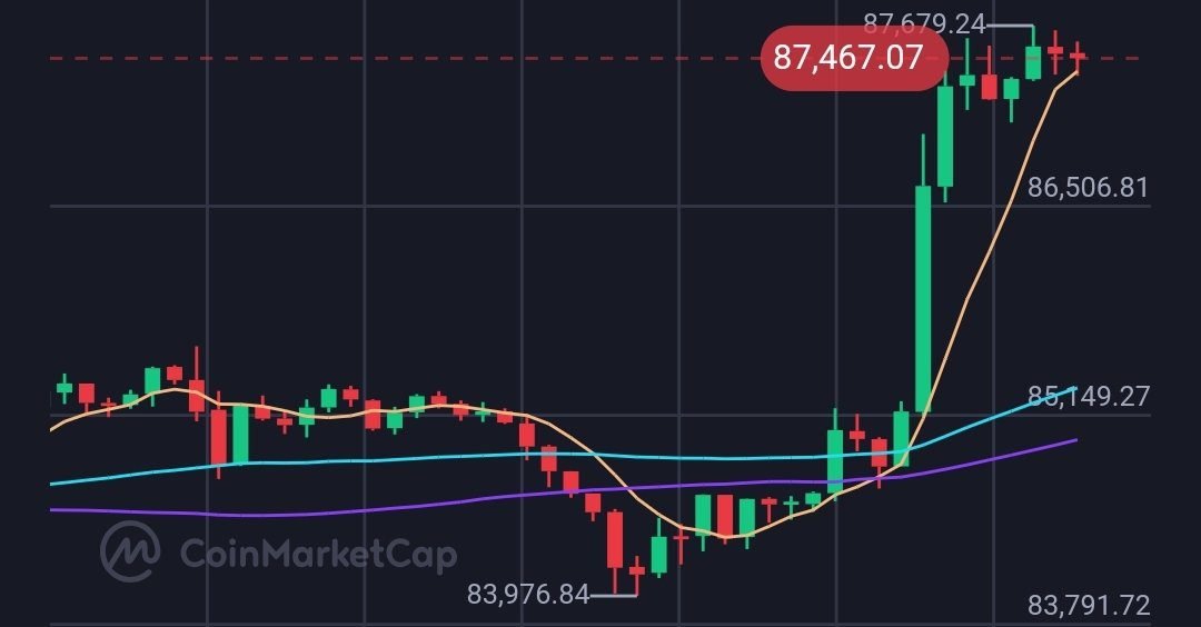 Bitcoin Surges Past $87,400, Sparks New Bull Run Talk