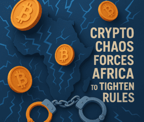 An image of Africa with crypto coin sign