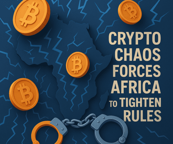 An image of Africa with crypto coin sign