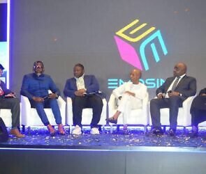 EmoSim during the panel sessions at their launch. 6 men taking the lead during the session