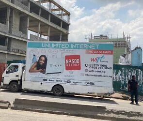 An image showing a truck with a Tizeti banner displayed on the sides.