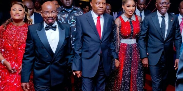 An image of the Vice President of Nigeria Shettima, Lagos State Governor Babajide Sanwo-olu at Zenith Bank anniversary