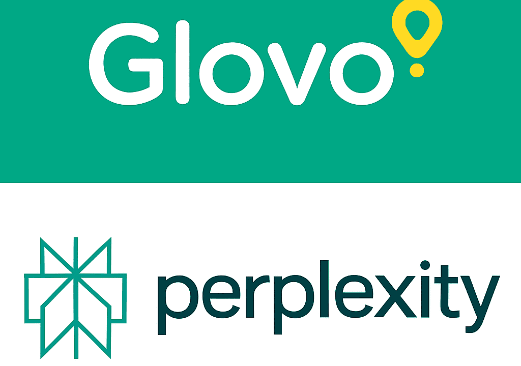An image of Glovo and Perplexity AI logo
