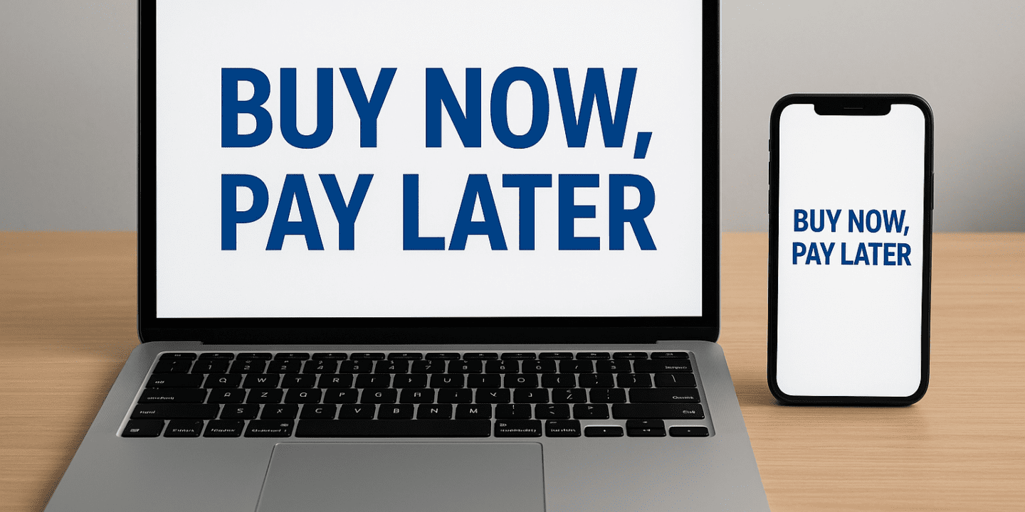 A Laptop displaying Buy now pay later