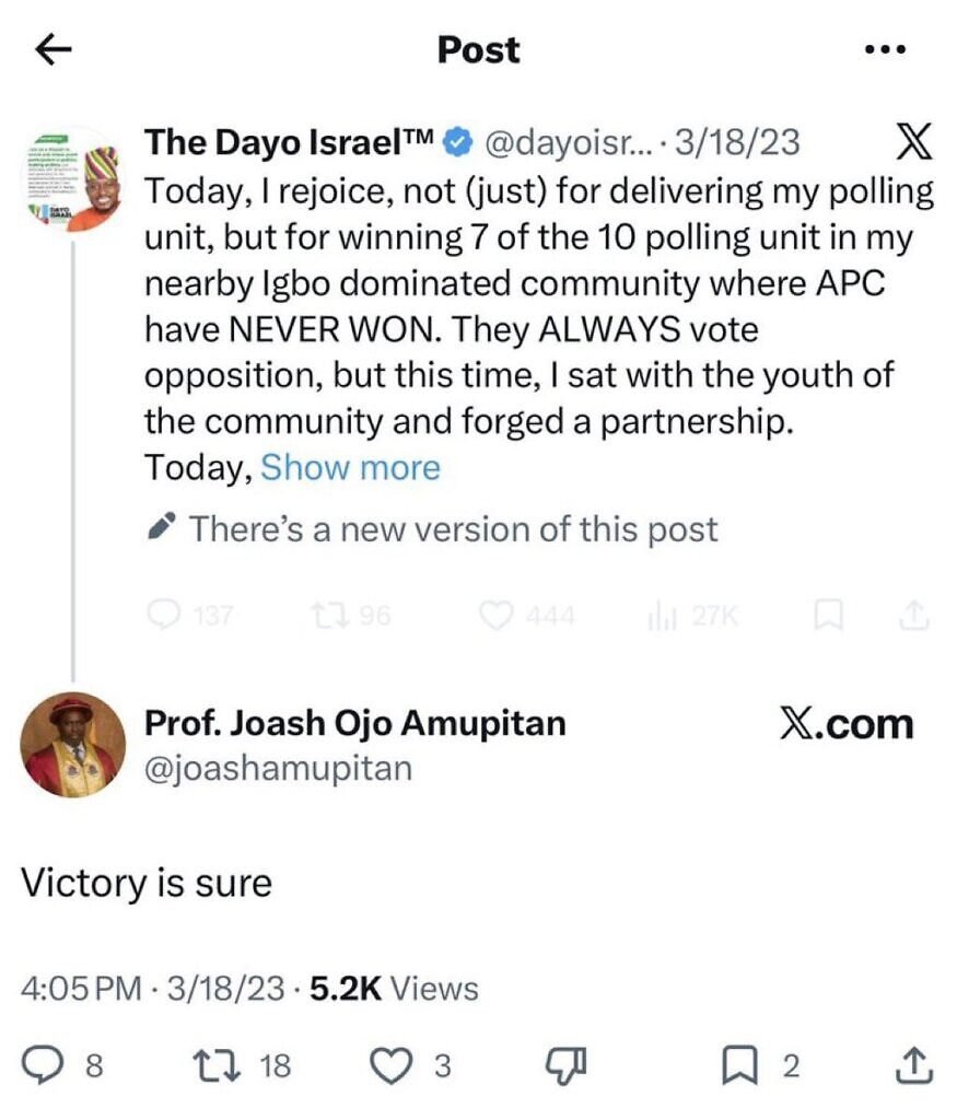 The INEC Chairman's controversial tweet.