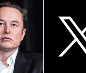 Elon Musk and the logo of X