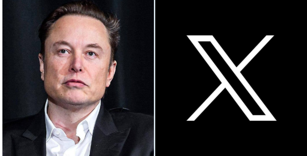 Elon Musk and the logo of X